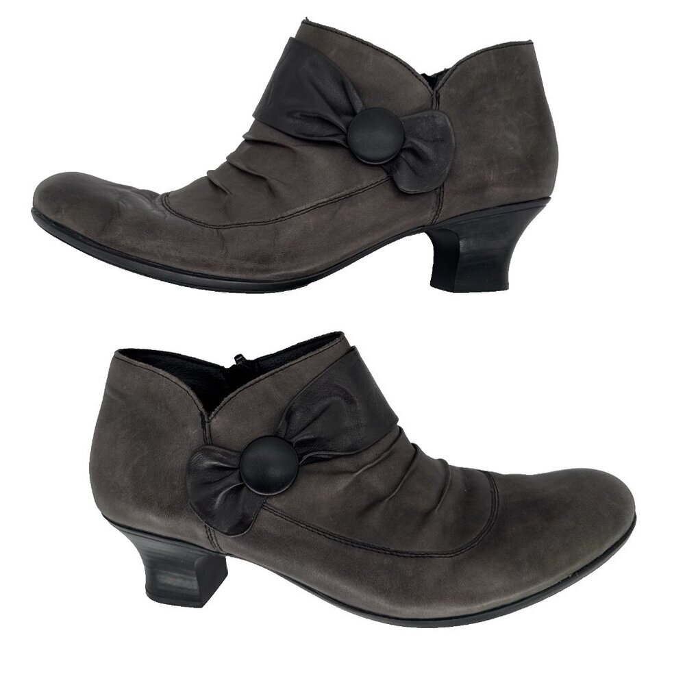 Rieker Sally Brown‎ Leather Dress 56956 Size 13 Gray Ankle boot, witchy boot